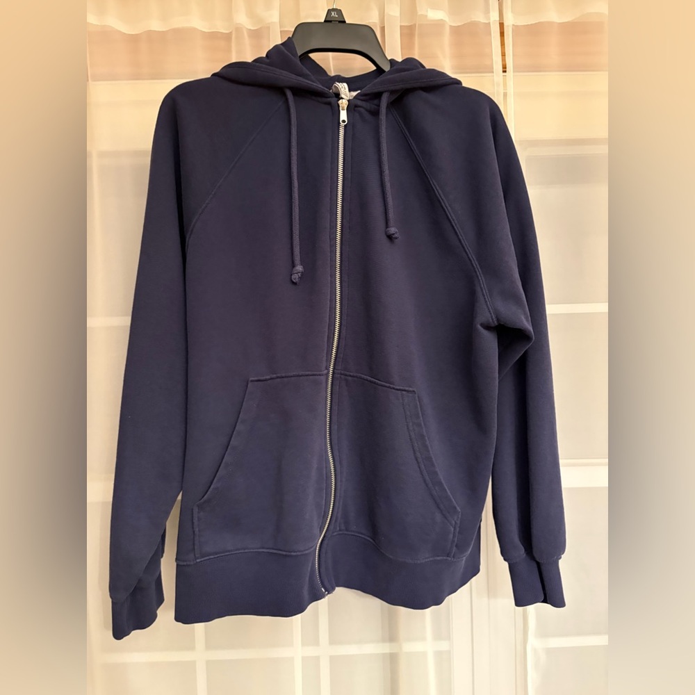 H&M Navy blue oversized zip up hoodie